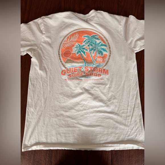 Quiet Storm Other - Quiet Storm Surf Shop Myrtle Beach 100% Cotton White Tee with Logo Accent Size L